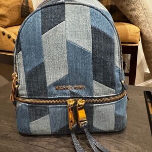 Michael Kors Denim Patchwork Bag with Gold Accents
